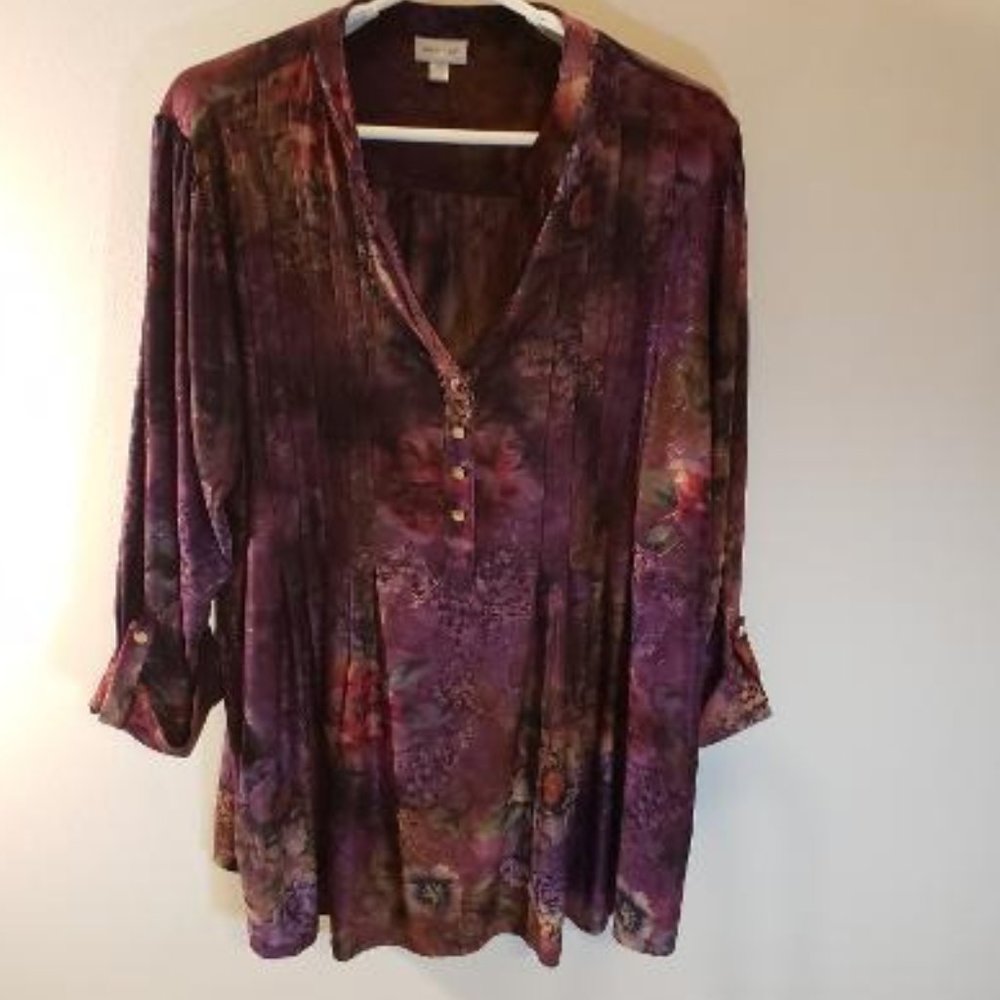 Avenue Purple print 3/4 sleeve Top 22/24